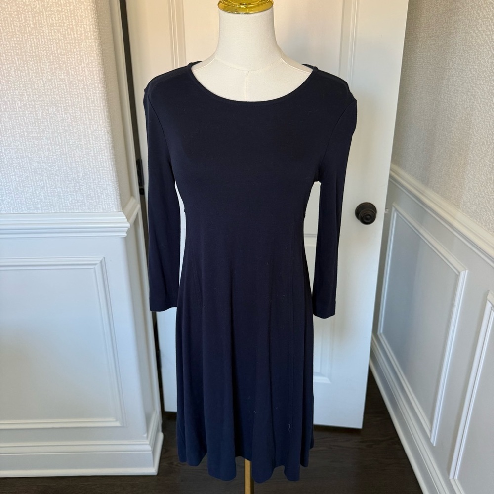 Donna Ricco Midnight Blue 3/4 Sleeve Women's Dress XS